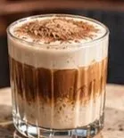 Filter coffee poured over a dark chocolate shell